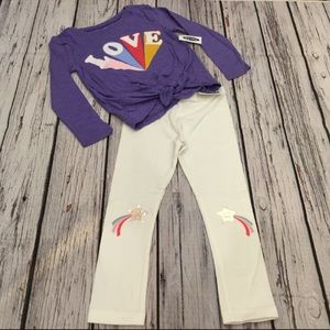 Old Navy 2T 3T Love Top & Star Rainbow Pants
